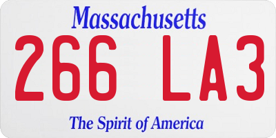 MA license plate 266LA3