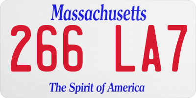 MA license plate 266LA7