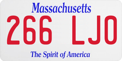 MA license plate 266LJ0