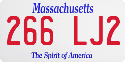 MA license plate 266LJ2