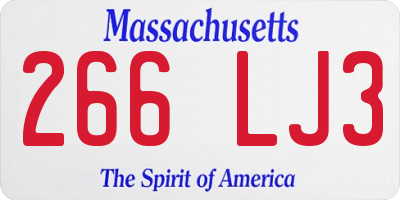 MA license plate 266LJ3