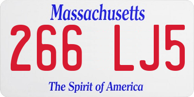 MA license plate 266LJ5
