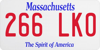MA license plate 266LK0