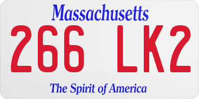 MA license plate 266LK2