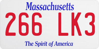 MA license plate 266LK3