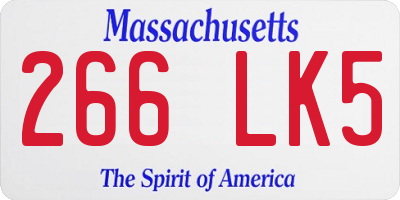 MA license plate 266LK5