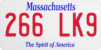 MA license plate 266LK9