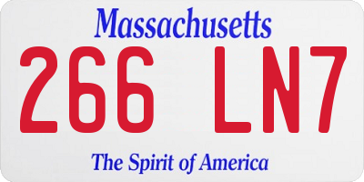 MA license plate 266LN7