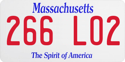 MA license plate 266LO2