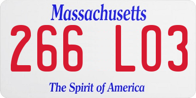 MA license plate 266LO3