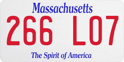 MA license plate 266LO7
