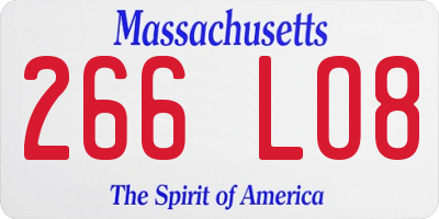 MA license plate 266LO8