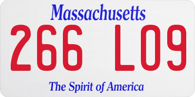 MA license plate 266LO9