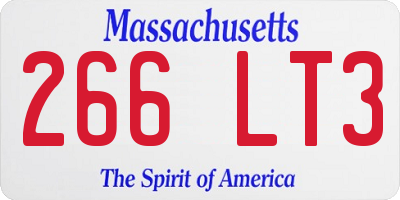 MA license plate 266LT3