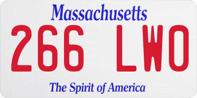 MA license plate 266LW0