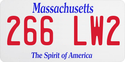 MA license plate 266LW2