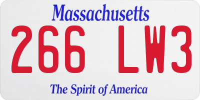 MA license plate 266LW3