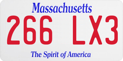 MA license plate 266LX3