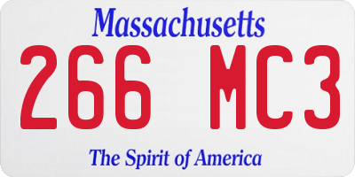 MA license plate 266MC3