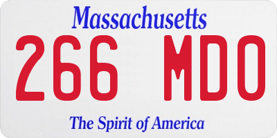 MA license plate 266MD0