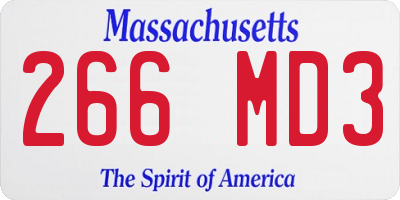 MA license plate 266MD3