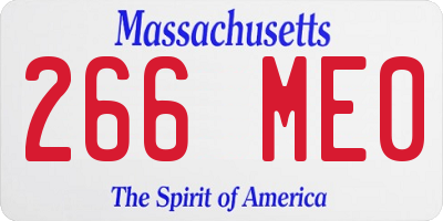 MA license plate 266ME0