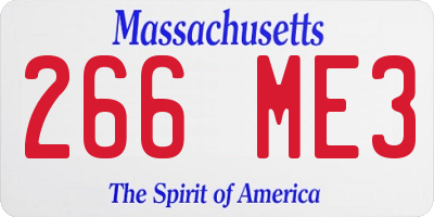 MA license plate 266ME3
