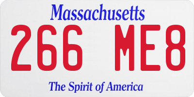 MA license plate 266ME8