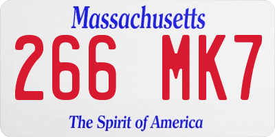 MA license plate 266MK7