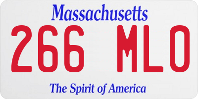 MA license plate 266ML0
