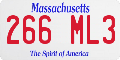 MA license plate 266ML3