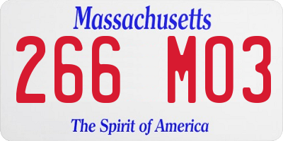 MA license plate 266MO3