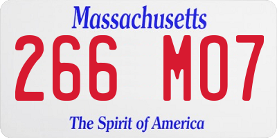 MA license plate 266MO7