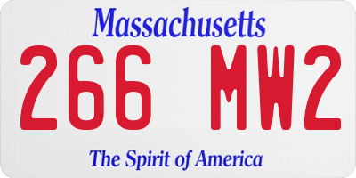 MA license plate 266MW2