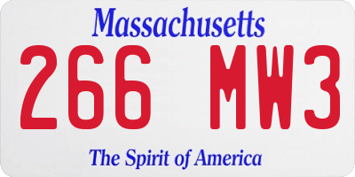 MA license plate 266MW3