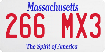 MA license plate 266MX3