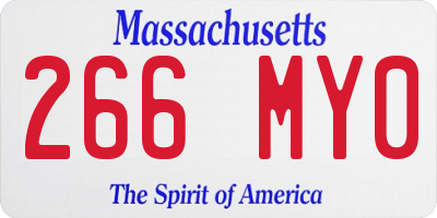 MA license plate 266MY0