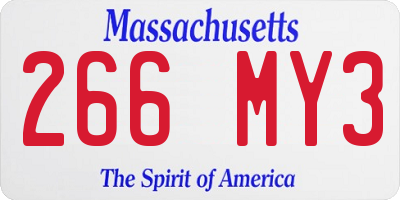 MA license plate 266MY3