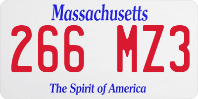 MA license plate 266MZ3