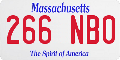 MA license plate 266NB0