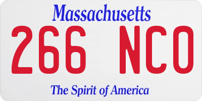 MA license plate 266NC0