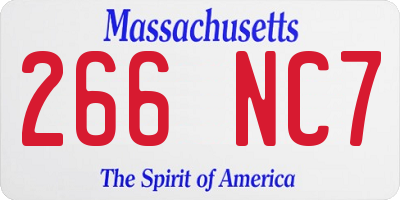 MA license plate 266NC7