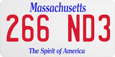 MA license plate 266ND3