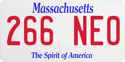 MA license plate 266NE0