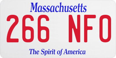 MA license plate 266NF0