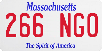 MA license plate 266NG0