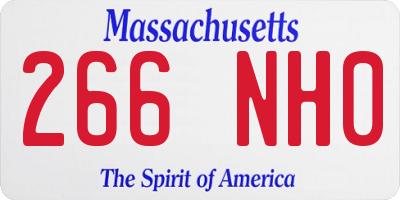 MA license plate 266NH0