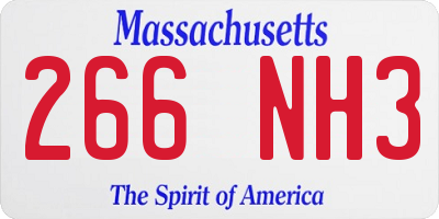 MA license plate 266NH3