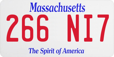 MA license plate 266NI7