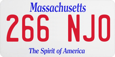 MA license plate 266NJ0